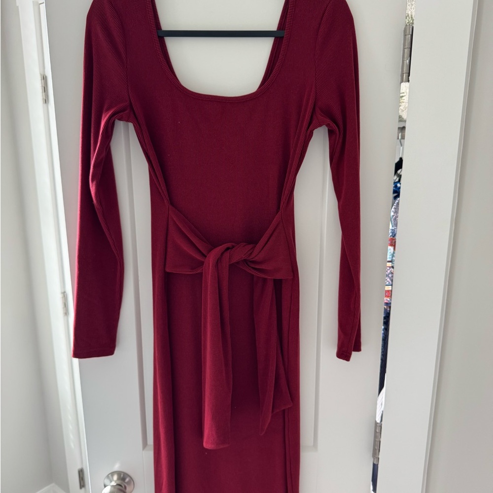 Red midi sweater dress